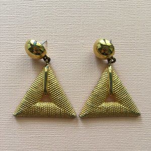 Vintage Triangle Textured Gold Earrings GUC
